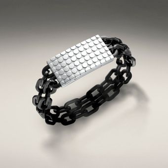  Stainless Steel Three Row Link Bracelet with Magnetic Clasp 