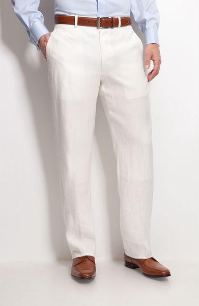 John W. NordstromÂ® Flat Front Linen Pants in White for Men | Lyst