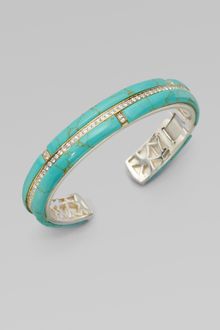 Kara Ross White Sapphire Accented Turquoise Section Cuff Bracelet - Lyst