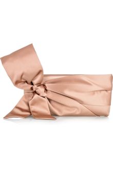Valentino Bow-embellished Satin Clutch - Lyst