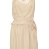 Vanessa Bruno Stretchsilk Crepe and Lace Dress in Brown (tan) - Lyst
