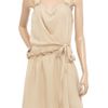 Vanessa Bruno Stretchsilk Crepe and Lace Dress in Brown (tan) - Lyst
