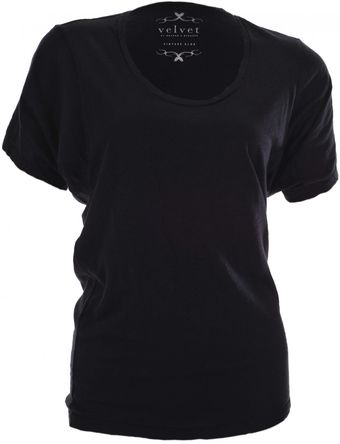 Velvet Navy Round Neck Slub Cotton T-shirt - Lyst