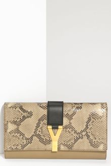 Yves Saint Laurent Chyc Python Flap Clutch - Lyst