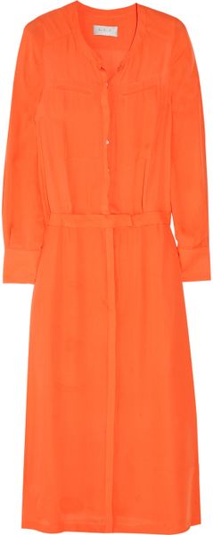 A.l.c. Delilah Washed Silkgeorgette Midi Dress in Orange - Lyst