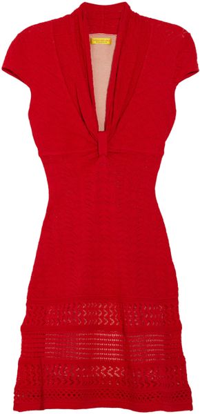 Catherine Malandrino Pointelleknit Dress in Red (poppy) - Lyst