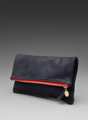  Foldover Clutch in Navy/red 