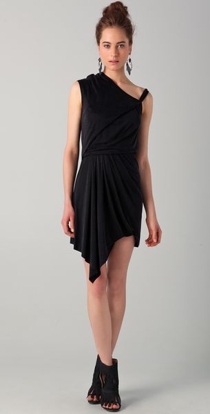 Helmut Lang Asymmetrical Draped Dress - Lyst