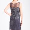 Pisarro Nights Beaded Illusion Cocktail Dress in Gray (slate) - Lyst