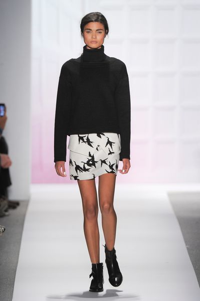 Tibi Fall 2012 Bird Print Mini Skirt  in White - Lyst