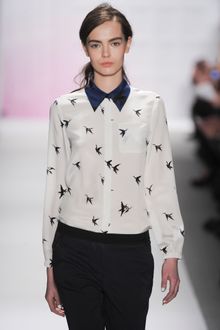 Tibi Fall 2012 Bird Print Shirt With Contrasting Collar - Lyst