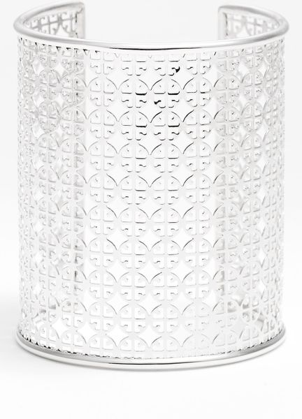 Tory Burch Logo Cutout Cuff in Silver - Lyst