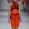 Vera Wang Fall 2012 Layered Printed Sheer Sleeveless Dress With Peplum Detail In Red in Red - Lyst