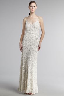 Aidan Mattox Deep-v Beaded Gown - Lyst