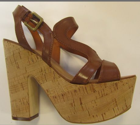Ash Strappy Cork Platform Sandal in Brown (camel) - Lyst