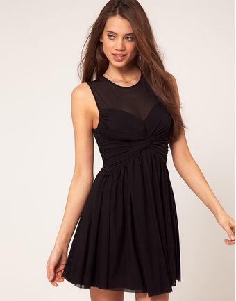 ASOS Collection Asos Mesh Skater Dress with Twist Front - Lyst