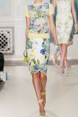 Erdem Criona High-waisted Printed Stretch-mesh and Raffia Skirt