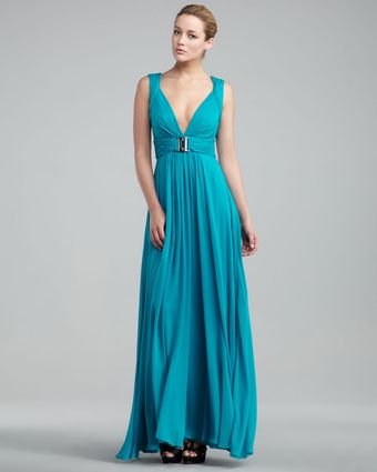  V-neck Belted Gown 