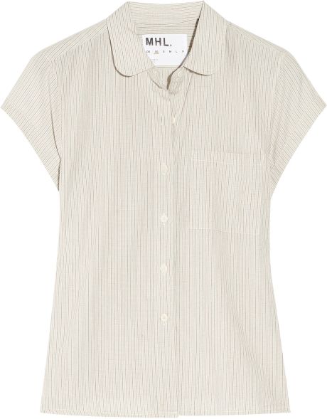 Mhl By Margaret Howell Striped Cotton Shirt in Beige (red) - Lyst