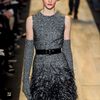 Michael Kors Fall 2012 Herringbone Sleeveless Knee Length Feather Trimmed Dress In Grey in Gray (grey) - Lyst