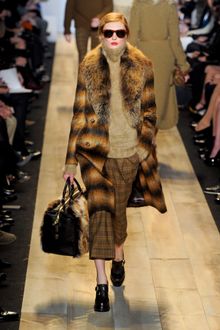 Michael Kors Fall 2012 Fur And Leather Travel Tote With Zip Closure In Black And Brown  - Lyst