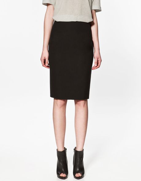 Zara Sheath Skirt in Black | Lyst