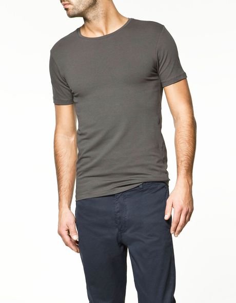 Zara Slim Fit T-shirt in Gray for Men (grey)