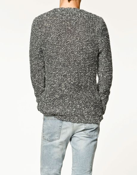 Zara Twisted Yarn Sweater in Blue for Men (navy) | Lyst