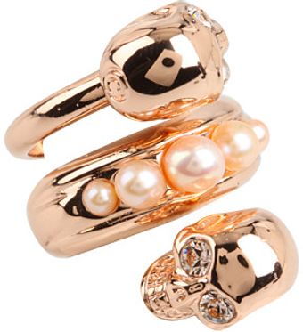Alexander McQueen Spiral Twin and Pearl Ring - Lyst
