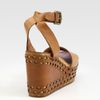 Ash Vanina Lasercut Leather Platform Wedge Sandals in Brown (tan) - Lyst