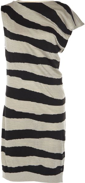 Balenciaga Intarsia Stripe Dress in Black - Lyst