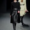 Calvin Klein Fall 2012 Textured Leather Midi Skirt  in Black - Lyst