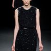 Calvin Klein Fall 2012 Sleeveless Knee Length Pencil Net Dress With Leather Binding On Armholes And Neckline In Black  in Black - Lyst