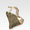 Elie Tahari Jonie Metallic Leather Slingback Wedge Sandals in Gold (bronze) - Lyst