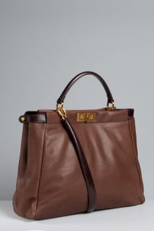 Fendi Brown Leather Peekaboo Convertible Satchel - Lyst