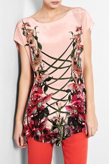 Hermione De Paula Pink Tammy Silk Floral Luxe Tee - Lyst