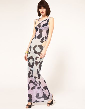 House Of Holland Linen Jersey Maxi In Ombre Leopard Print - Lyst