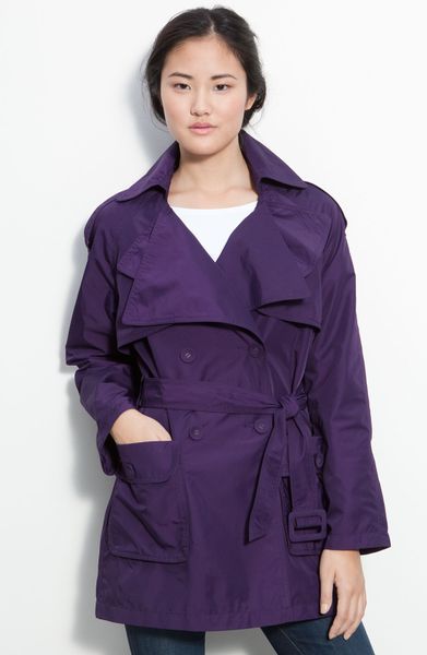 Kenneth Cole Double Collar Trench Coat in Purple - Lyst
