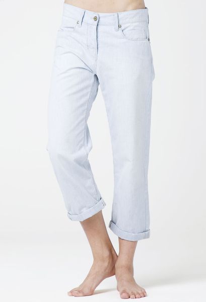 Mih Jeans The London Boy Cropped Jeans in White (stripe) - Lyst