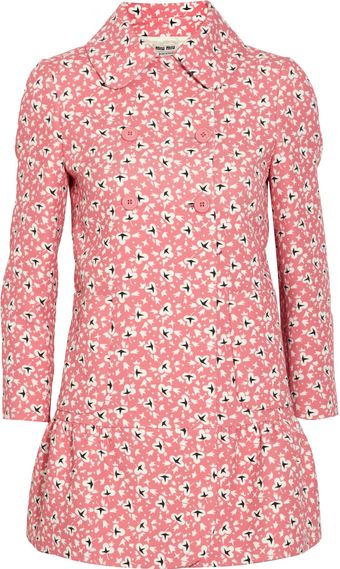 Miu Miu Printed Cotton-twill Coat - Lyst