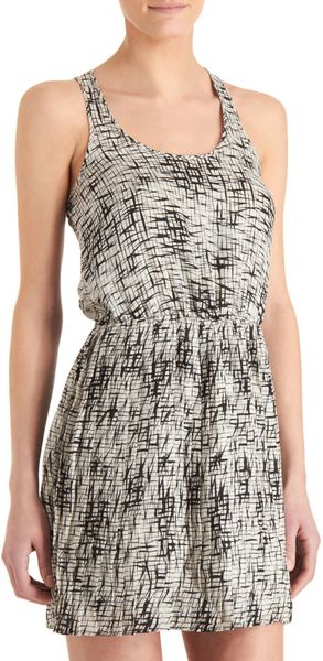 Parker Gathered Waist Dress in Gray (white) - Lyst