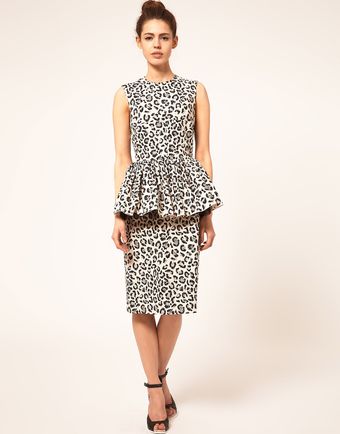  Dress With Peplum In Leopard Print 