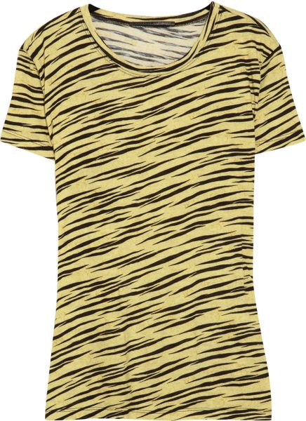 Proenza Schouler Zebraprint Cotton Tshirt in Yellow (zebra) - Lyst