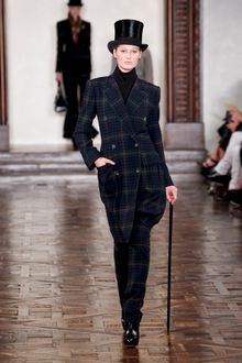 Ralph Lauren Fall 2012 Long Double- Breasted Tartan Coat - Lyst