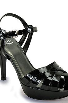 Stuart Weitzman Loopthru - Black Patent Platform Sandal - Lyst