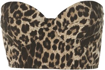 Topshop Animal Print Strapless Bralet - Lyst