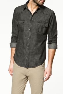 Zara Denim Shirt - Lyst