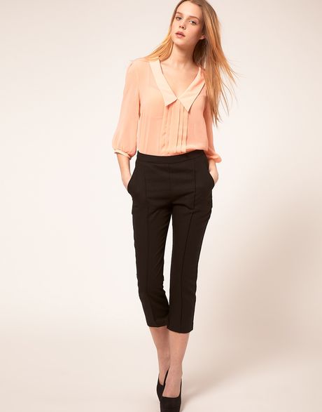 Asos Collection Asos Pintuck Crop Trouser in Black - Lyst