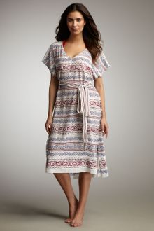 Oscar de la Renta Printed Tie-waist Coverup - Lyst