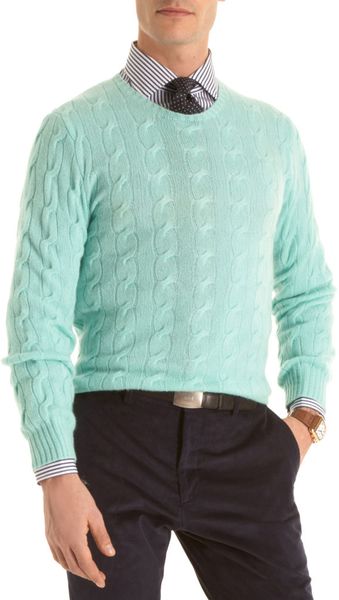 Ralph Lauren Purple Label Crewneck Sweater in Green for Men - Lyst